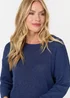 Izabel London Navy Relaxed Long Sleeve Drop Shoulder Jumper - M/L Image 3