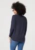 Izabel London Navy Relaxed 3/4 Sleeve Button Detail Top - 10 Image 2