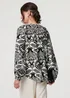 Izabel London Black Printed Long Sleeve Button Front Blouse - 14 Image 2