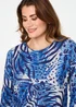 Izabel London Blue Animal Print Long Sleeve Curve Hem Top - 12 Image 3