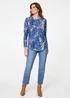 Izabel London Blue Animal Print Long Sleeve Curve Hem Top - 12 Image 4