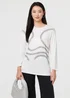 Izabel London White Sparkly Embellished Long Sleeve Top - M Image 1