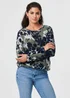 Izabel London Green Leaf Print Long Sleeve Relaxed Top - 8 Image 1