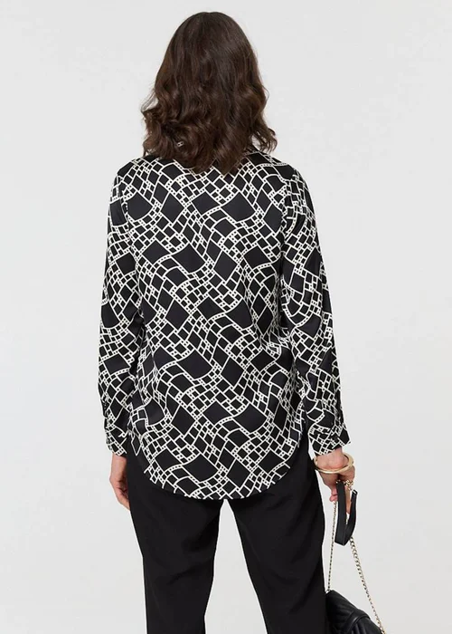 Izabel London Black Geo Print V-Neck Long Sleeve Shirt - 8 Image 2