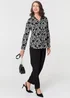 Izabel London Black Geo Print V-Neck Long Sleeve Shirt - 8 Image 4