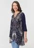 Izabel London Navy Paisley 3/4 Sleeve Semi Sheer Tunic Top - 8 Image 1