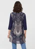 Izabel London Navy Paisley 3/4 Sleeve Semi Sheer Tunic Top - 8 Image 2