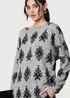 Izabel London Grey Printed Long Batwing Sleeve Relaxed Top - S Image 3