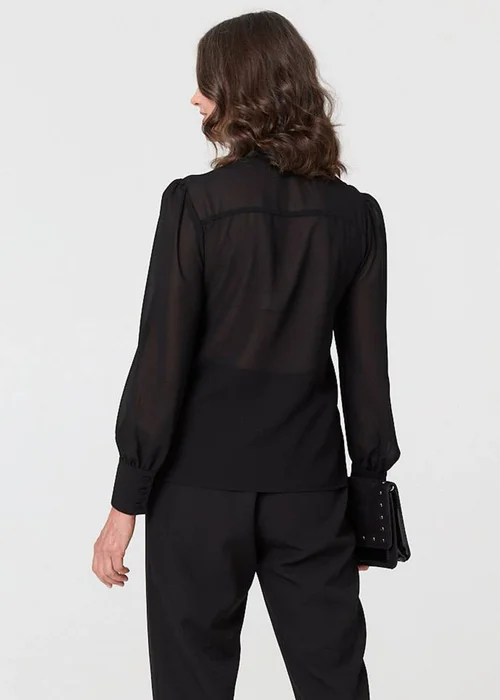 Izabel London Black Floral Lace Semi Sheer Textured Blouse - 18 Image 2