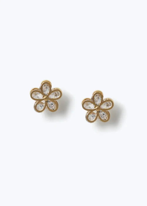 Muse Gold Flower Stud Earrings - One Size Image 1