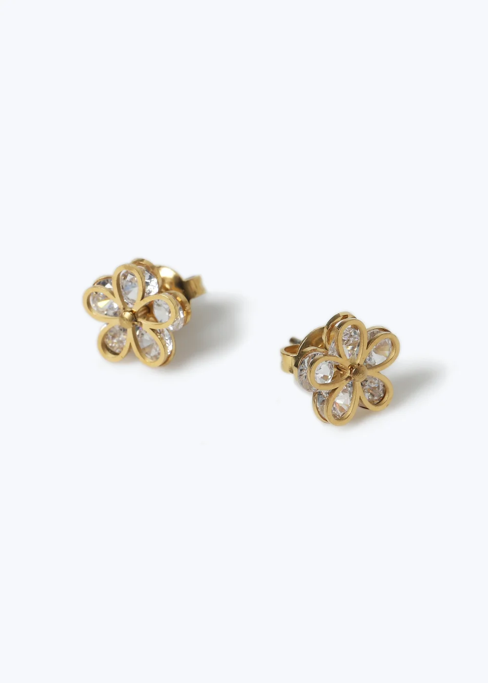 Muse Gold Flower Stud Earrings - One Size Image 2