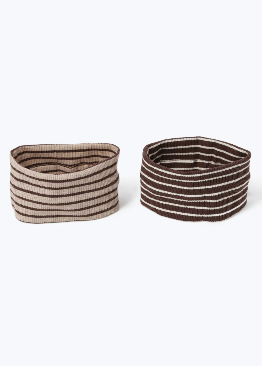 Muse 2 Pack Brown Stripe Ribbed Headbands - One Size Image 2