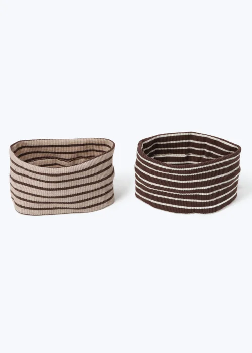 Muse 2 Pack Brown Stripe Ribbed Headbands - One Size Image 2