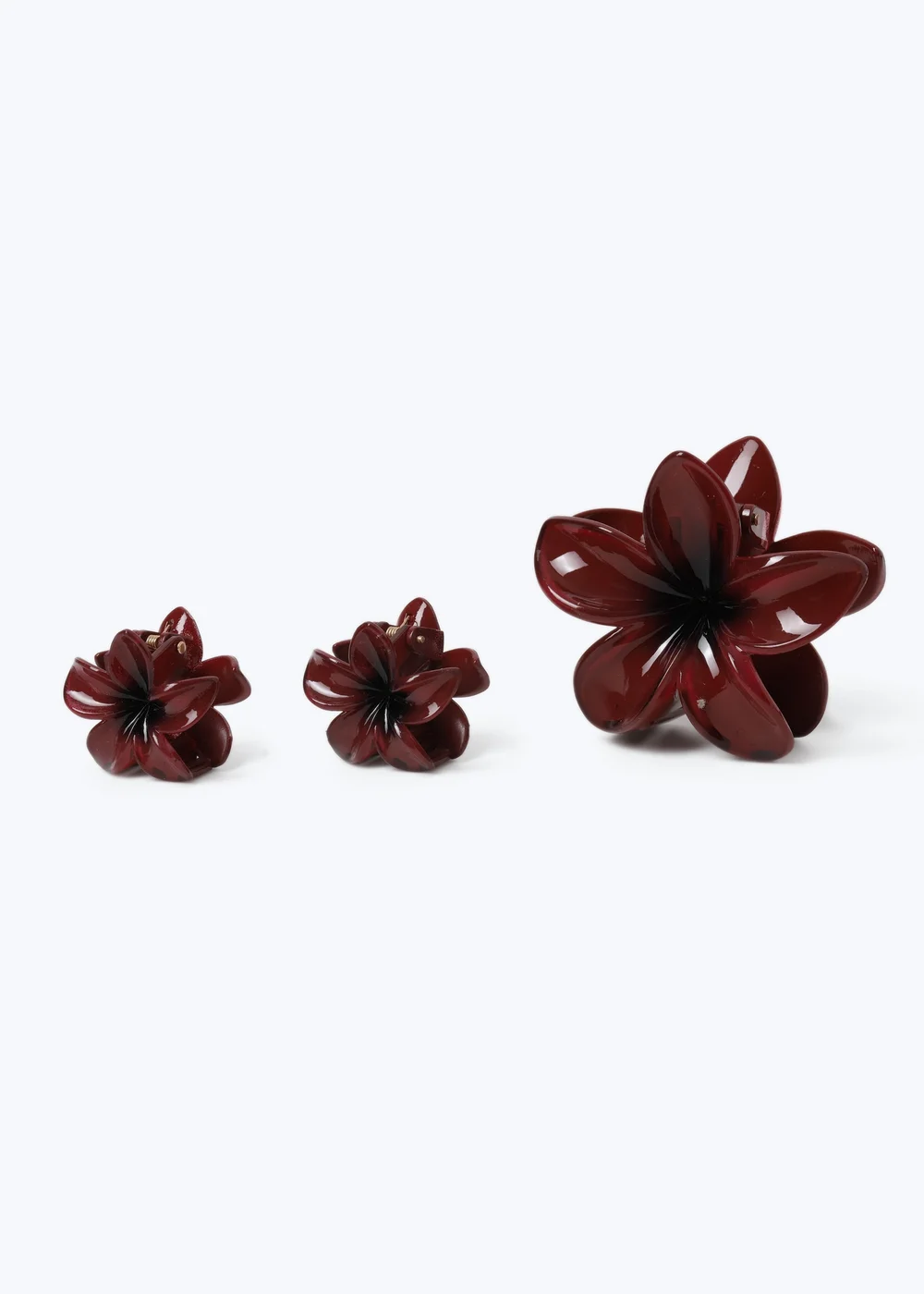 3 Pack Muse Burgundy Flower Clips - One Size Image 2