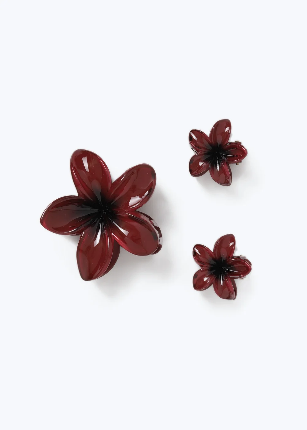 3 Pack Muse Burgundy Flower Clips - One Size Image 1