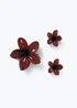 3 Pack Muse Burgundy Flower Clips - One Size Image 1