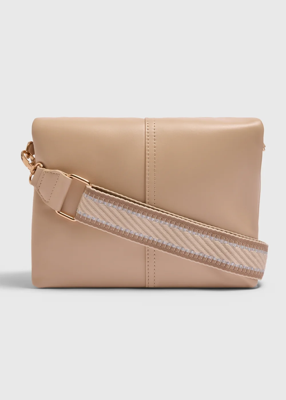 Taupe Triple Compartment Crossbody Bag - One Size Image 1