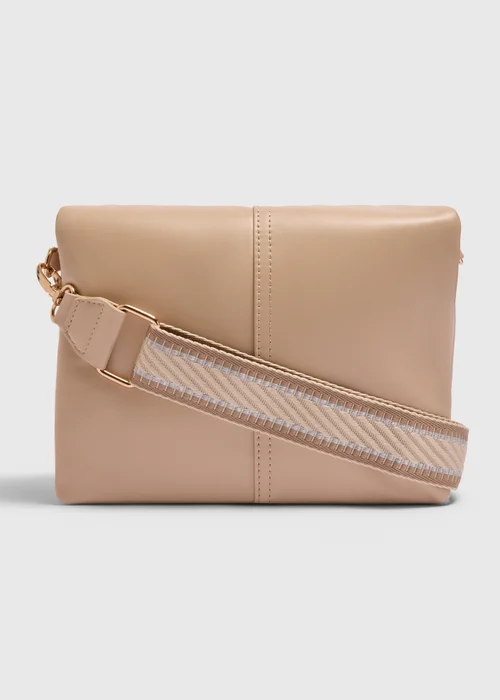 Taupe Triple Compartment Crossbody Bag - One Size Image 1