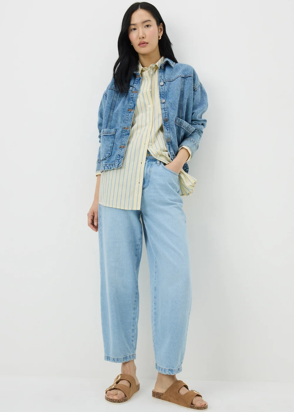 Yellow Poplin Stripe Shirt - Size 8 Image 1