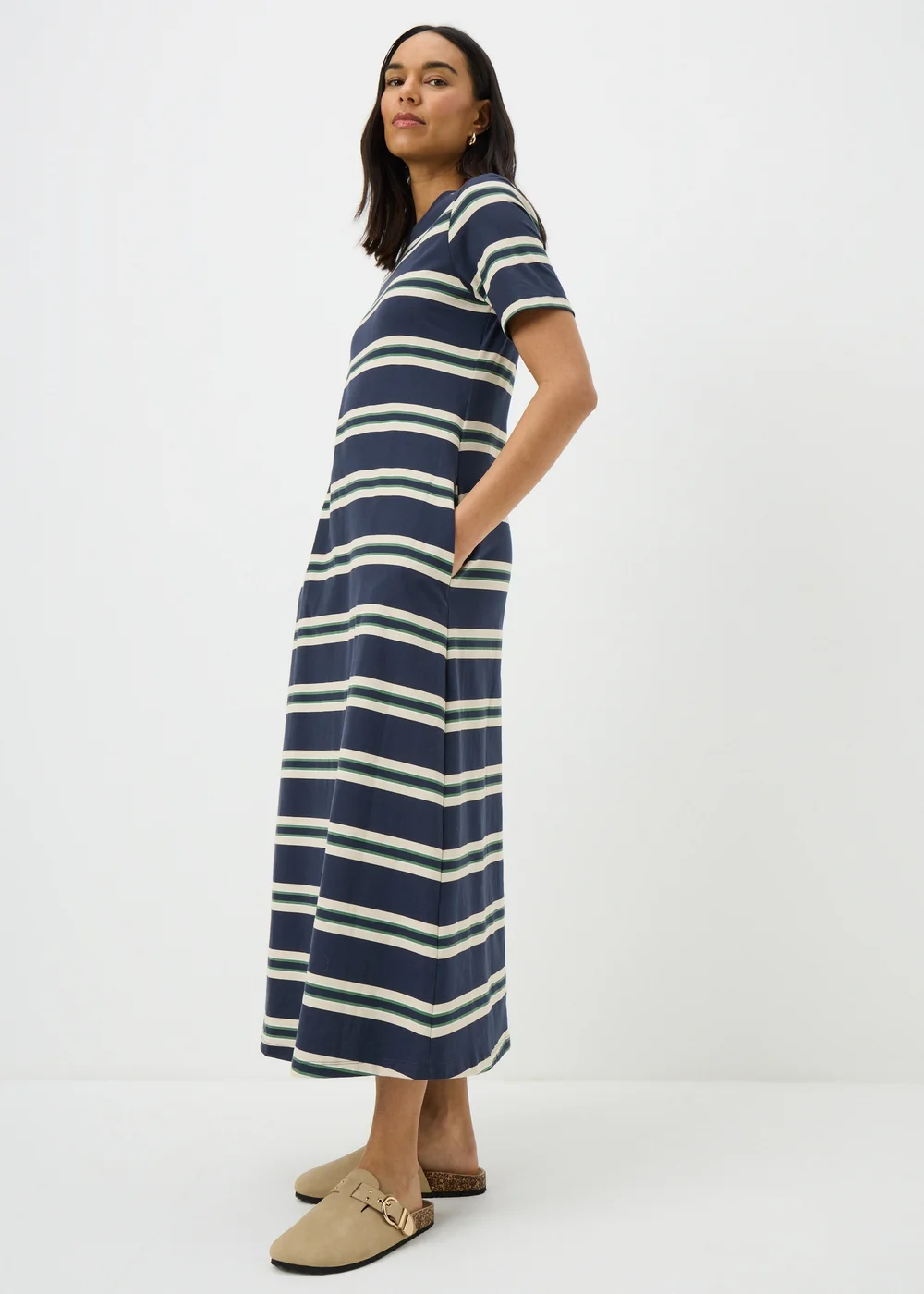 Navy Striped T-Shirt Dress - 8 Image 2