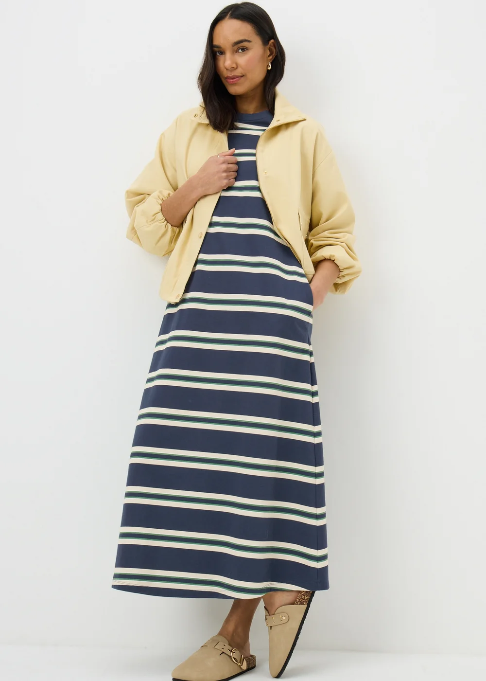 Navy Striped T-Shirt Dress - 8 Image 1