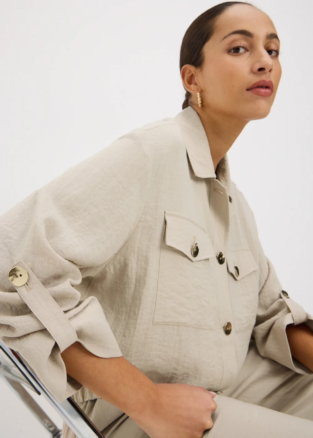 Oatmeal Soft Utility Co Ord Jacket - 22 Image 2