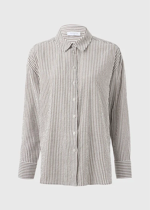 Brown Stripe Seersucker Shirt - Size 8 Image 4