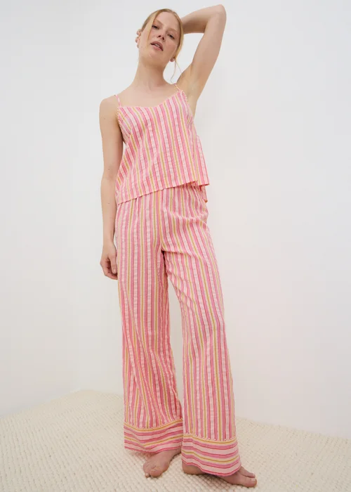 Pink Stripe Cami Wide Leg Pyjama Set - 8 Image 1