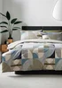 Blue Geometric Print Duvet Set - Single Image 1