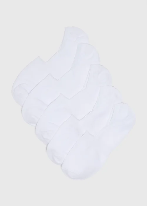 5 Pack White Invisible Trainer Socks - Sizes 6 - 8.5 Image 1