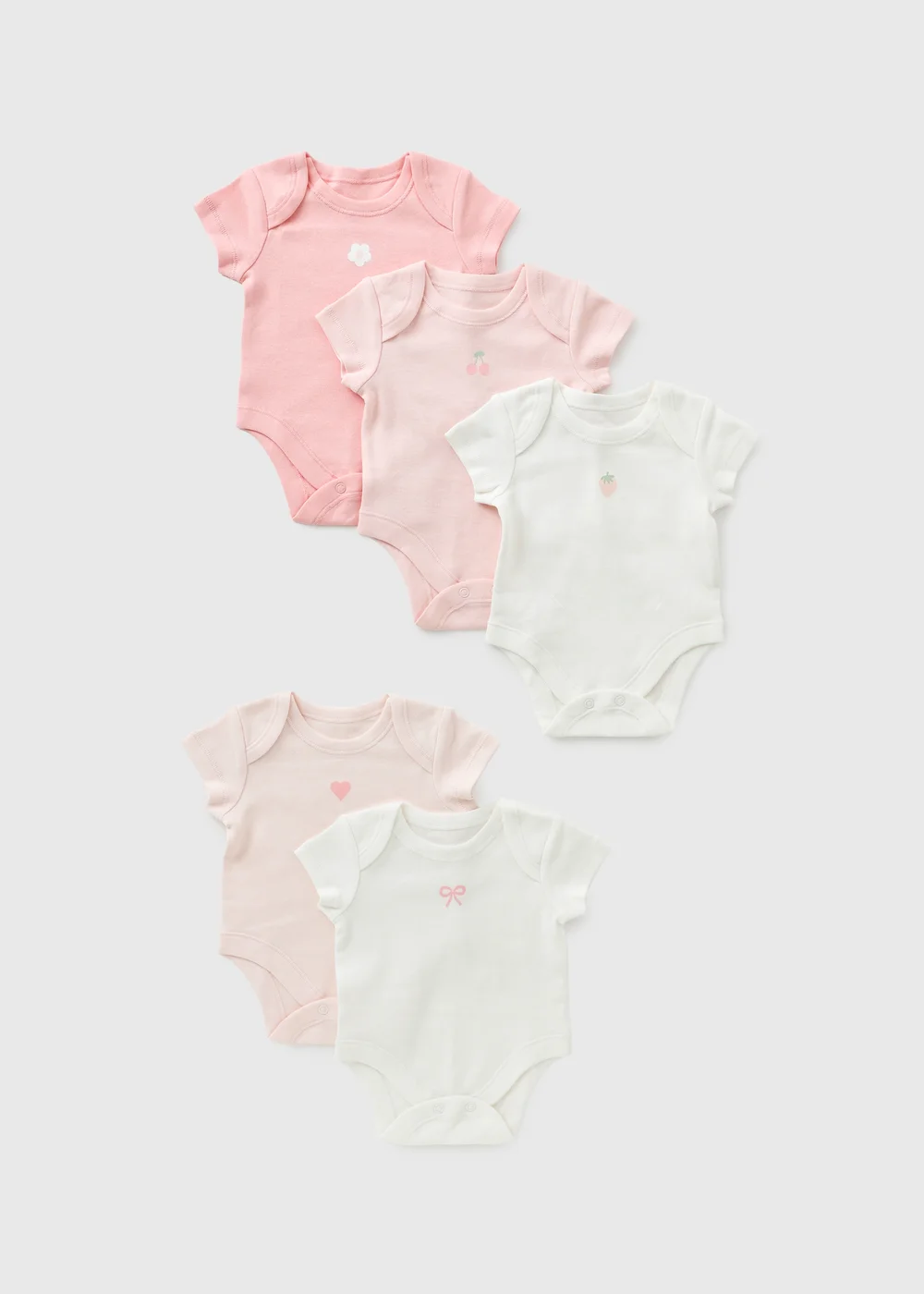 5 Pack Baby Pink Bodysuits (0-23mths) - First Size Image 1