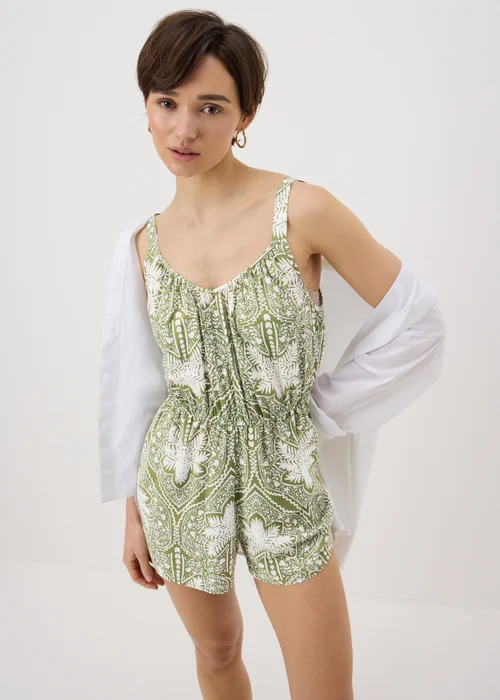 Khaki Paisley Playsuit - 10 Image 1