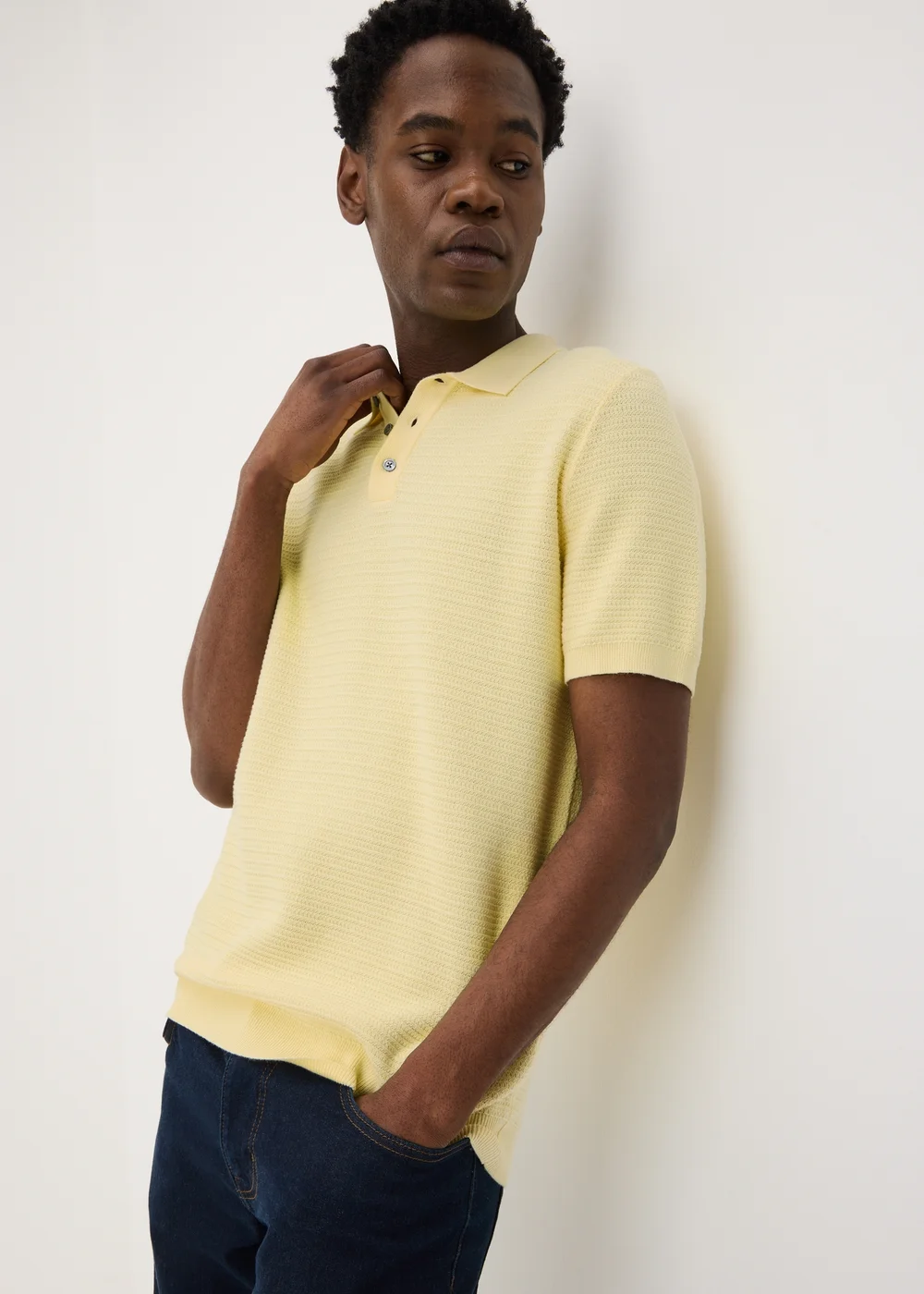 Yellow Texture Smart Polo Shirt - S Image 1
