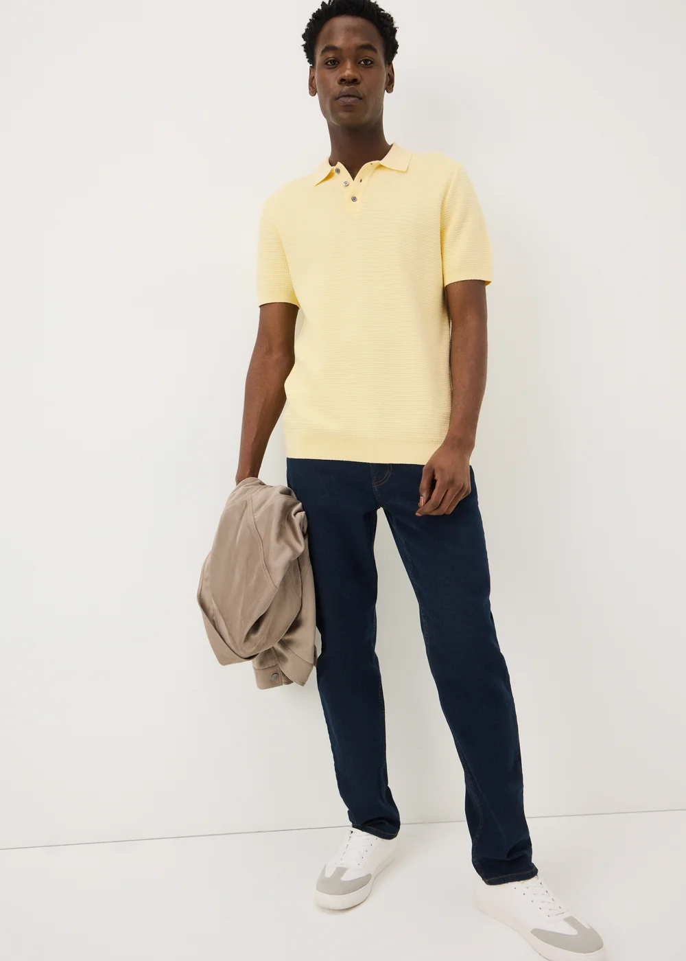 Yellow Texture Smart Polo Shirt - S Image 2