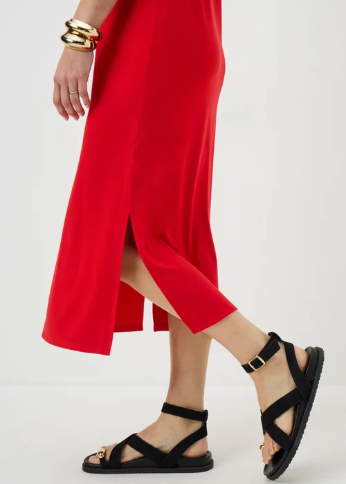 Red T-Shirt Midi Dress - Size 8 Image 2