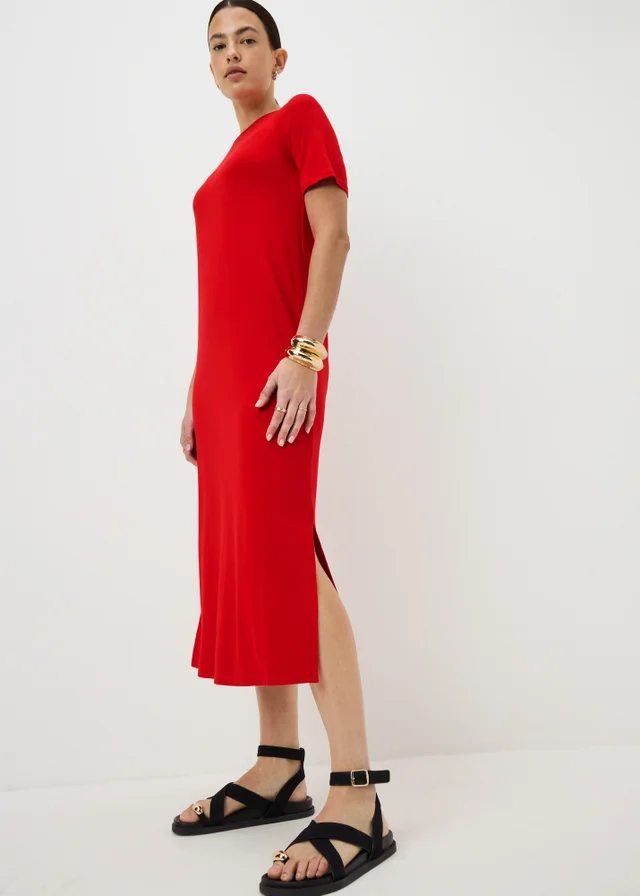 Red T-Shirt Midi Dress