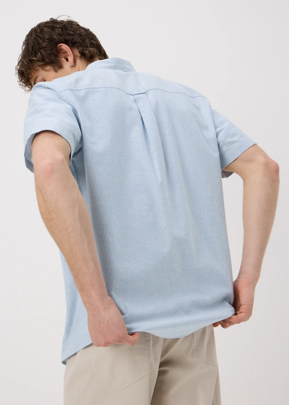 Blue Stripe Short Sleeve Oxford Shirt - S Image 2