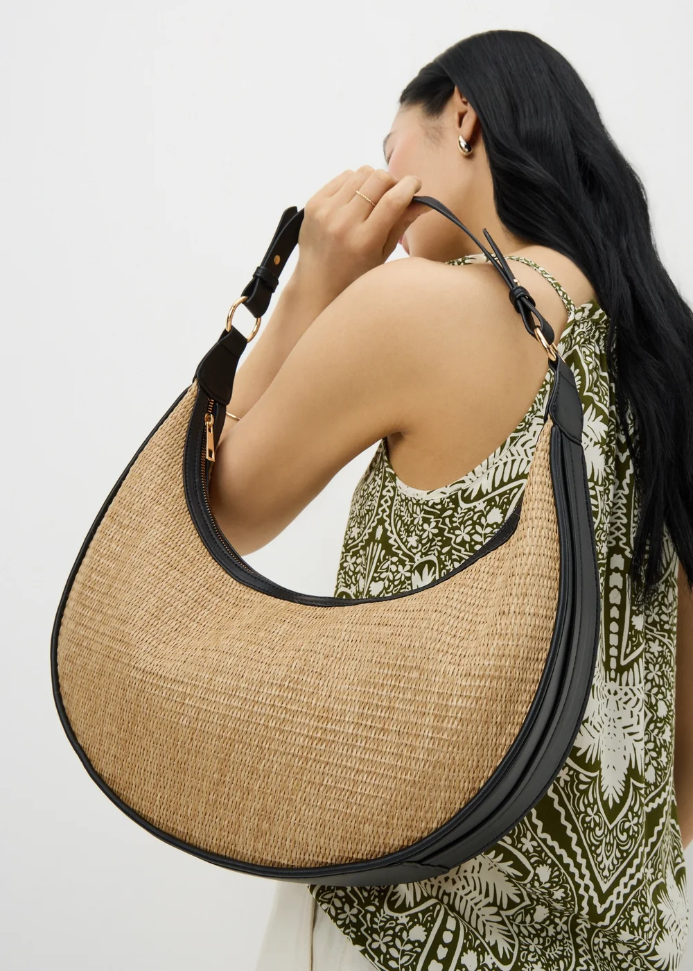 Natural Straw Shoulder Bag - One Size Image 1
