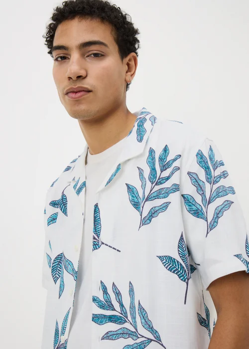 White Leaf Embroidered Print Shirt - S Image 2