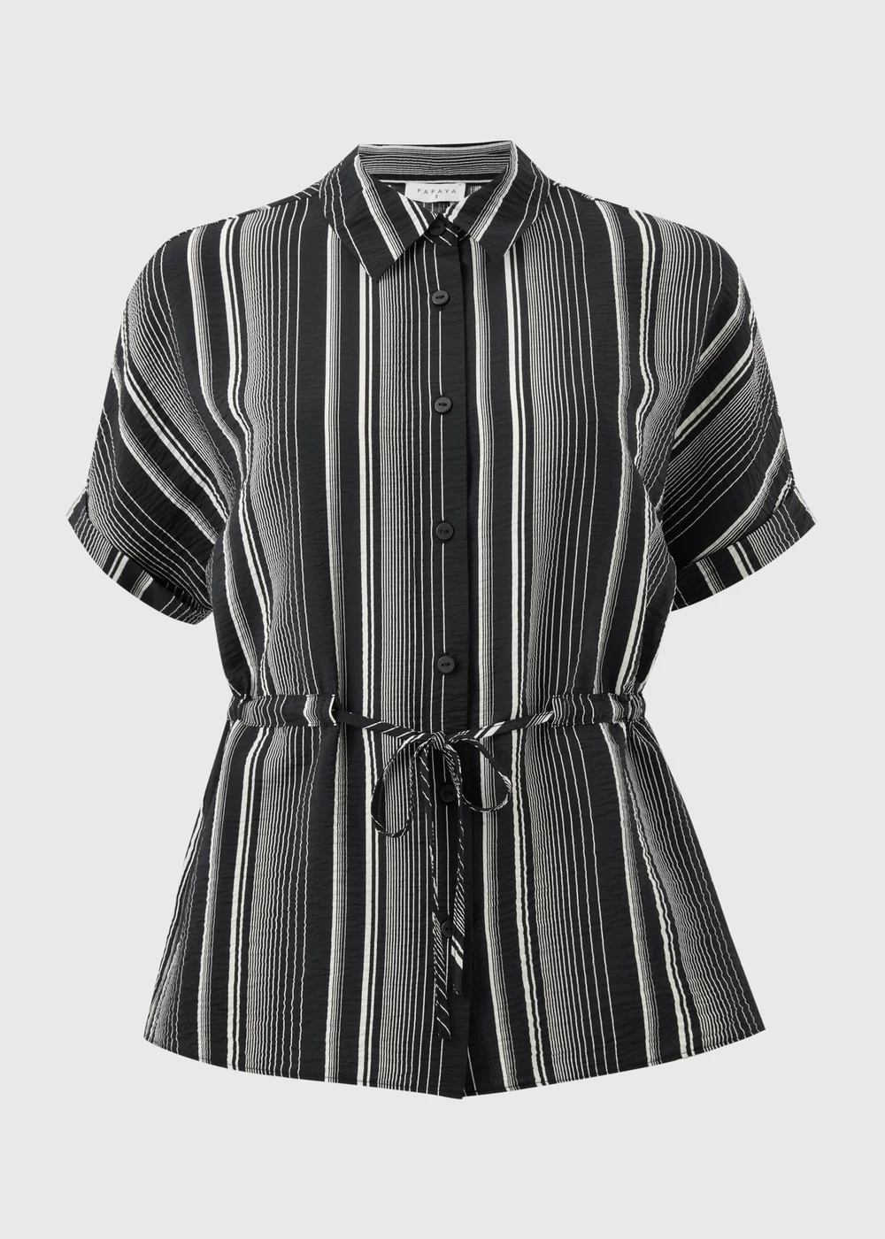Black Stripe Tie Waist Co Ord Shirt - 16 Image 4