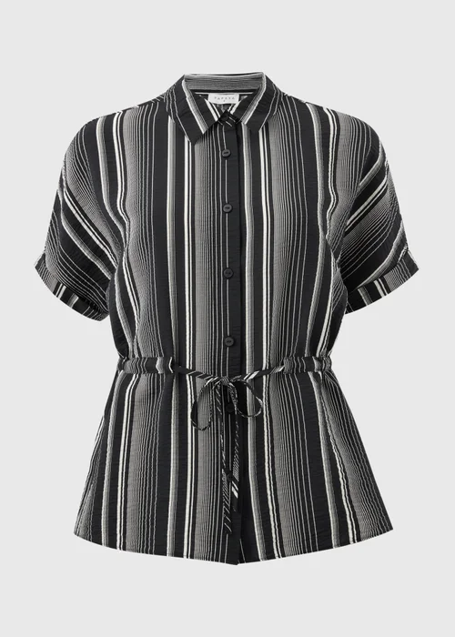 Black Stripe Tie Waist Co Ord Shirt - 16 Image 4