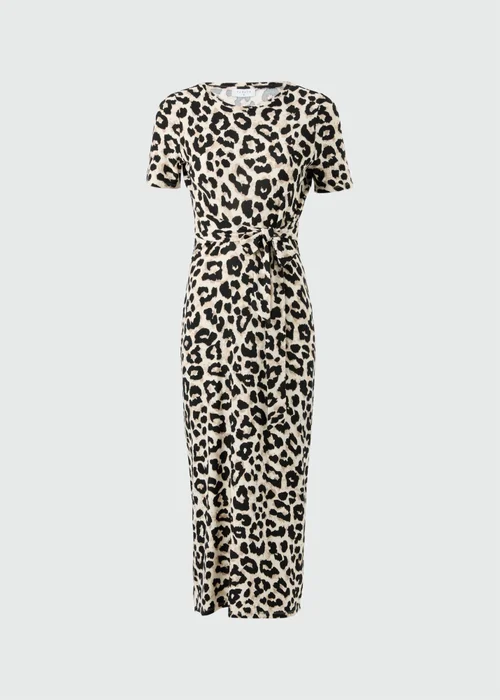 Brown Leopard Print Belted Supersoft Midi Dress - Size 10 Image 4