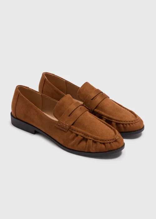Tan Faux Suede Loafers - Size 3 Image 1