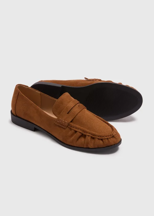 Tan Faux Suede Loafers - Size 3 Image 2