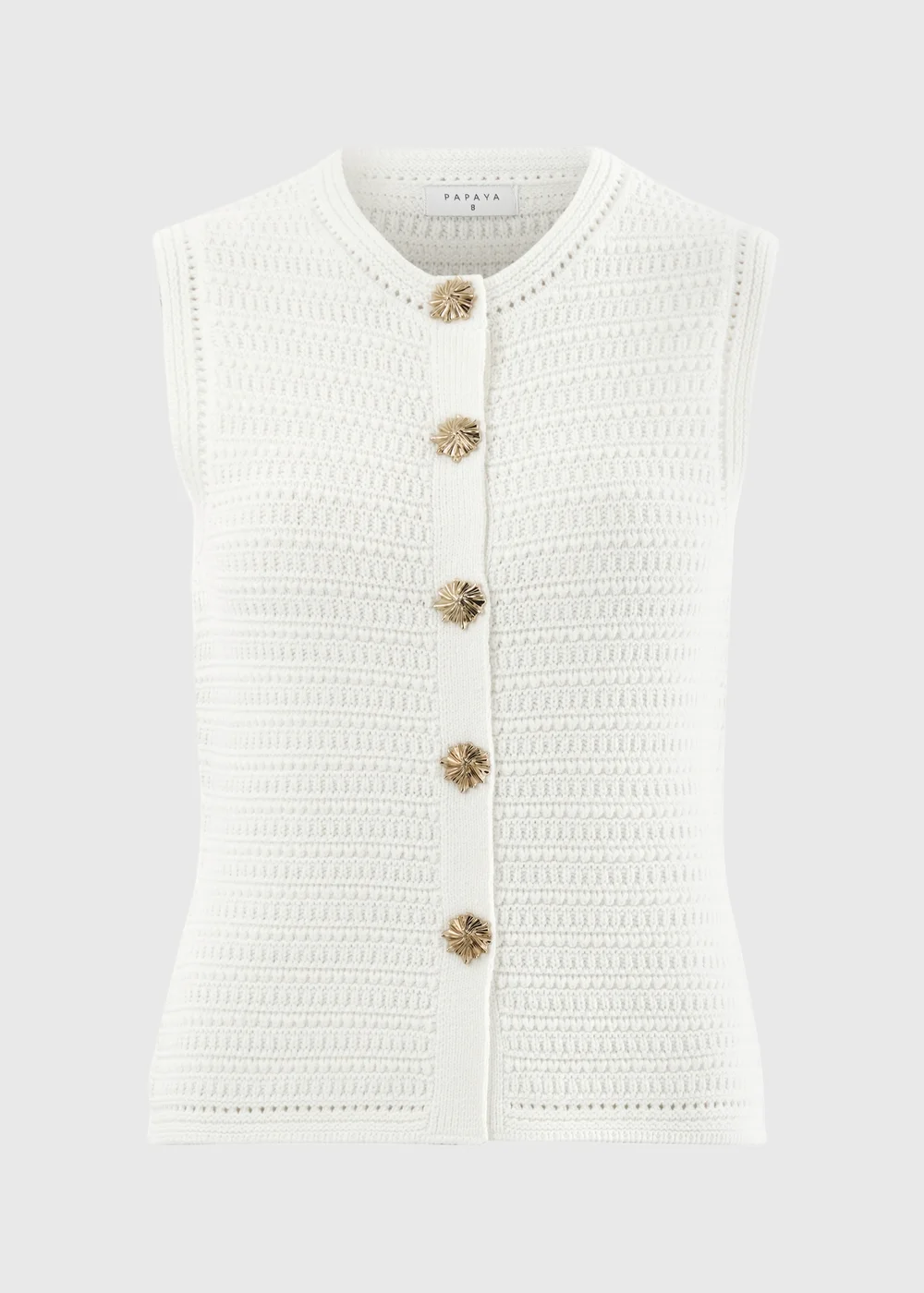 White Button Up Knitted Waistcoat - 26 Image 4