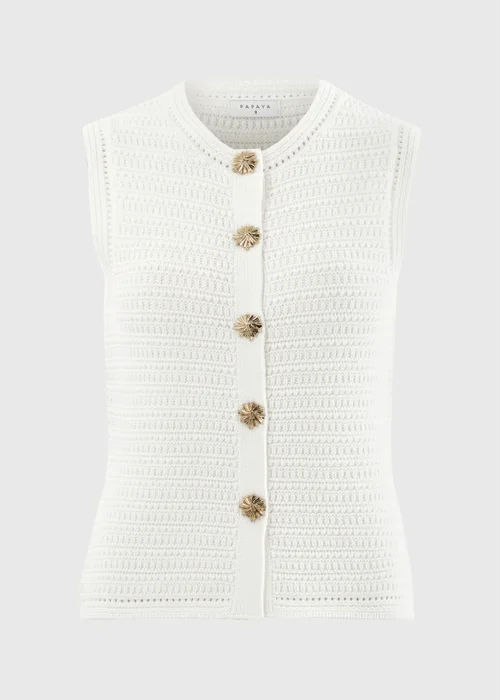 White Button Up Knitted Waistcoat - 26 Image 4