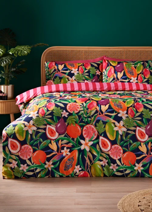 Multicolour Tropical Fruits Duvet Set - Single Image 1