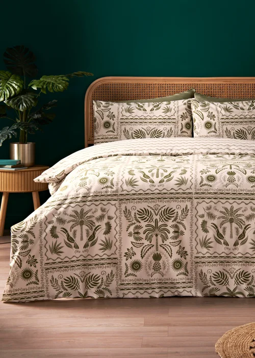Green Palm Tile Duvet Set - Single Image 1