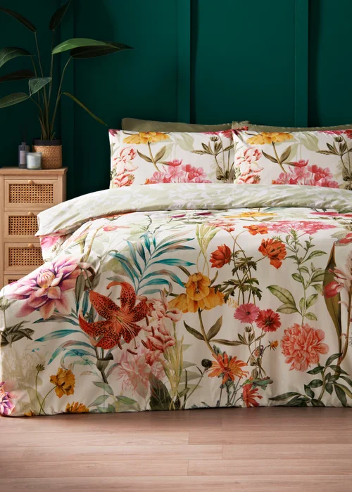 Multicolour Tropical Floral Duvet Set - Double Image 1