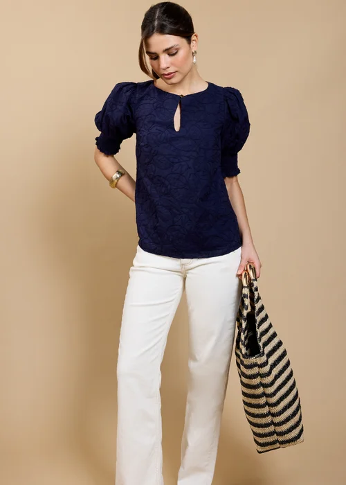 Little Mistress Navy Embroidered Top by Vicky Pattison - 8 Image 2